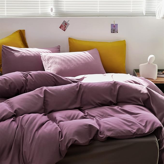 Cottonight Purple Comforter Set King Women Dusty Purple Bedding Set Pale Mauve Blanket Quilts Dark Lilac Soft Breathable 3 Piece Comforter Set for King Bed Women Girls