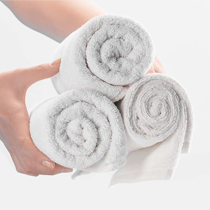 Salon Towels for Hair Stylist - Pack of 24, Not Bleach Proof, 16 by 27 Inches, Highly Absorbent Cotton Towels for Hand, Gym, Beauty, Spa, and Home Hair Care