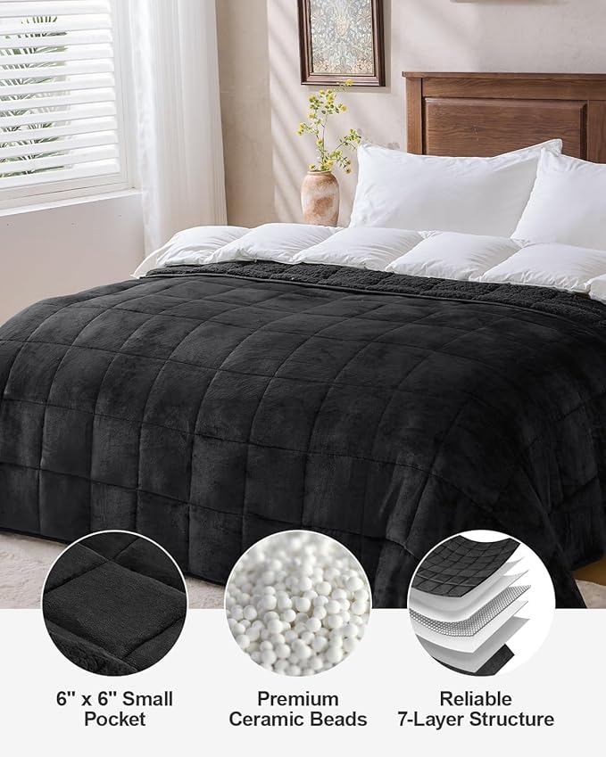 Super Fuzzy Soft Sherpa Fleece Weighted Blanket, 12 lbs Dual Sided Fluffy Heavy Weighted Blankets for Adults - No Bunching with Double Layers of Soft Inner Lining (48"x 72", 12 Pounds)