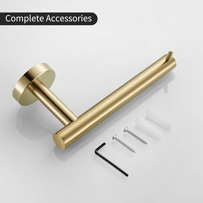 WINCASE Gold Toilet Paper Holder Towel Ring, Brushed Gold Bathroom Hardware Set, Hand Towel Holder Toilet Paper Roll Holder Wall Mount, Rustic Farmhouse Rustproof Stainless Steel 2 Pieces