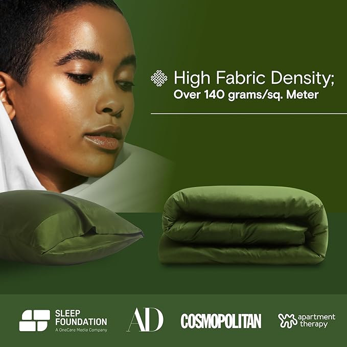DOZ Duvet Cover Set, 100% Viscose derived from Bamboo, Organically Grown, Buttery Soft, Cooling Duvet Covers, High GSM, 1 Duvet Cover and 1 Pillowcase, 70"x90" (Forest, Twin/Twin XL)