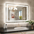WTTY LED Bathroom Mirror 40"x30" with RGB Backlit and Front Light,Stepless Dimmable LED Mirror for Bathroom,Lighted Bathroom Vanity Mirror,Anti-Fog,Memory Function,Shatter-Proof,Wall Mounted