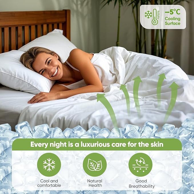 TWK Luxury Sheet Set, Genuine 100% Organic Viscose Derived from Bamboo, Cooling & Breathable, Silky Soft, Bedding Sheets & Pillowcases (White, Full)