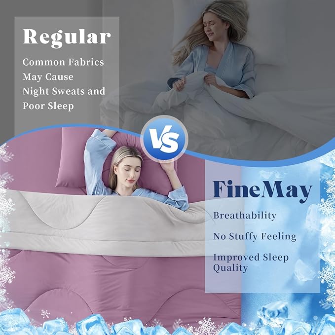 Cooling Comforter King Size, Double-Sided Cooling Blanket for Hot Sleepers & Night Sweats, Arc-Chill Q-Max > 0.4 Breathable Ice Blanket, Lightweight Cold Comforter (108''x90'', Muted Pink)