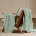 PHF 100% Cotton Waffle Weave Throw Blanket, Soft Lightweight Breathable Cozy Throws for Couch Bed Sofa, Luxury Aesthetic Woven Blanket for Home Decor & Office, 50"x60", Mint Green