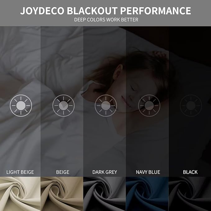 Joydeco Blackout Curtains 95 Inch Length 2 Panels Set, Thermal Insulated Long Curtains& Drapes 2 Burg, Room Darkening Grommet Drapes for Living Room Bedroom Window (W52 x L95 Inch, Brown)