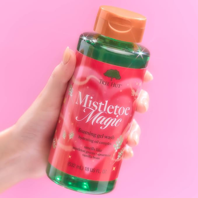 Tree Hut Mistletoe Magic Foaming Gel Wash, Moisturizing & Hydrating Body Wash with Shea Butter, Cleanses Skin Leaving It Soft & Fresh, Holiday Gift & Stocking Stuffer, 18 fl oz