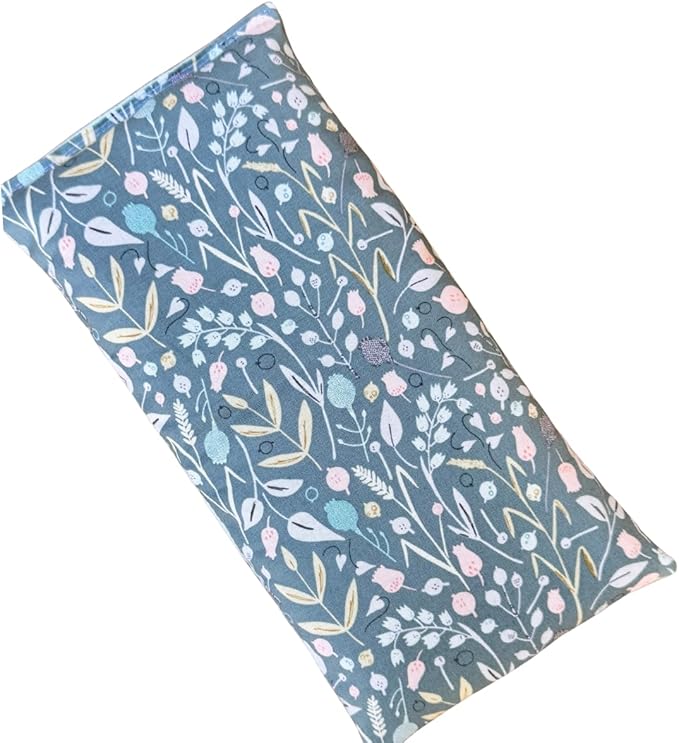 Microwave Heating Pad Flax Seed, Scented Unscented, Good for Back Pain Cramps, Moist Heat Therapy Ice Pack, Microwavable Bean Bag, 6" x 12" (Green Floral, Lavender)