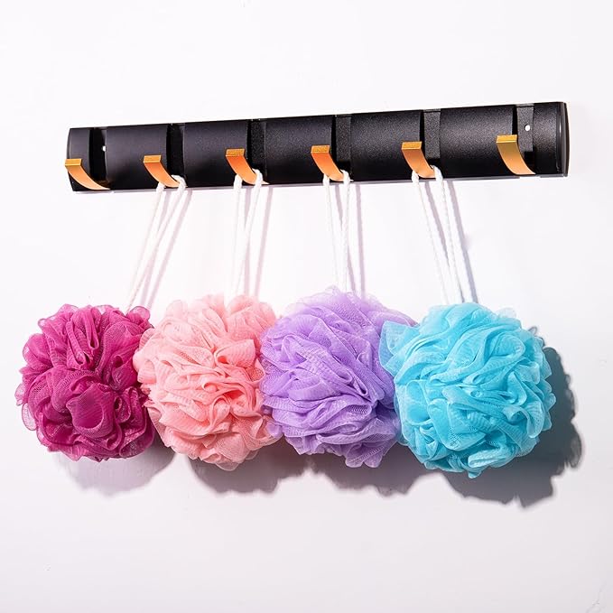 Loofah for Women 75g 4 Pack, Bath Sponge Soft Mesh Shower Puff Loofah Sponge, Exfoliating Body Scrubber, lufas for Women, Shower Accessories (Purple Red Pink Blue)