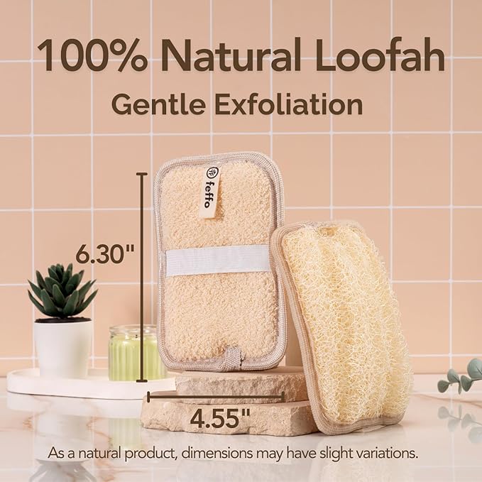 Natural Loofah Sponge for Body Scrub, Body Exfoliator Scrubber & Shower Sponge Shower Scrubber, Loofah for Women and Men, Body Loofah, Exfoliating Washcloth, Luffa sponges (2 Count, 1 Pack)