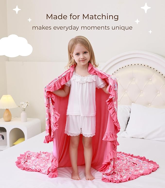Premium Baby Blanket for Girls, Stretchy Quilt, Soft Crib Bedding for Newborn Baby and Toddler, Ruffle Nursery Blanket for Kids, Viscose Made from Bamboo, 50''x50'' Beautiful Swan One Size