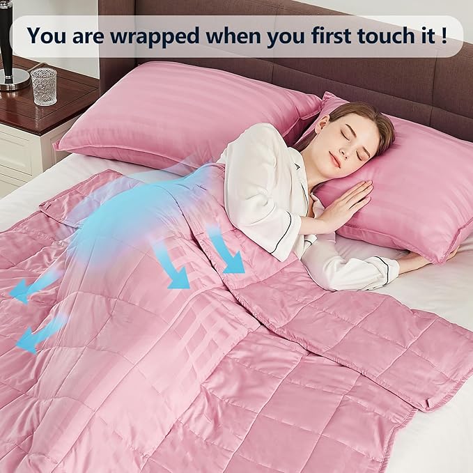 Weighted Blanket Twin Size (48"x72" 20lbs),Ultra Soft and Cozy Cooling Weighted Blanket Twin Size for Adult,Heavy Blanket with Machine Washable Soft Blanket, Pink