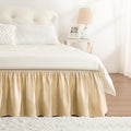 RIMELA Beige Bed Skirt Queen Size 15 Inch Drop, Wrap Around Elastic Bedskirt, Dust Ruffle for Adjustable Bed Base Machine Washable Easy to Install Bed Skirts