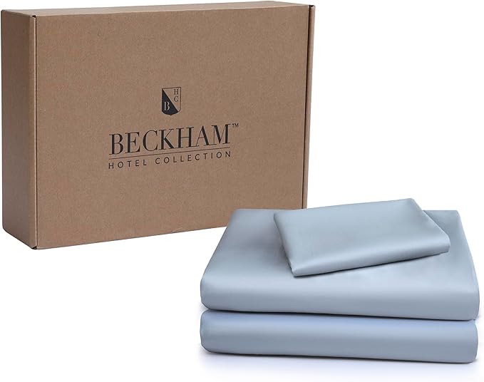 Beckham Hotel Collection Twin XL Sheet Set 100% Cotton, 500TC Luxury Sateen Bedding, 16” Deep Pocket, Moisture-Wicking, 3-Piece, Gray