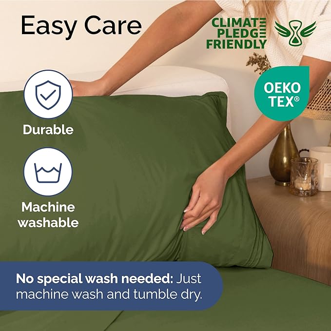 Full Size 4 Piece Sheet Set - Extra Soft, Breathable & Cooling Sheets - Hotel Luxury Durable Bed Sheets for Women & Men - Deep Pockets, Easy-Fit & Wrinkle-Free Sheets - Deep Olive Oeko-Tex Bed Sheets