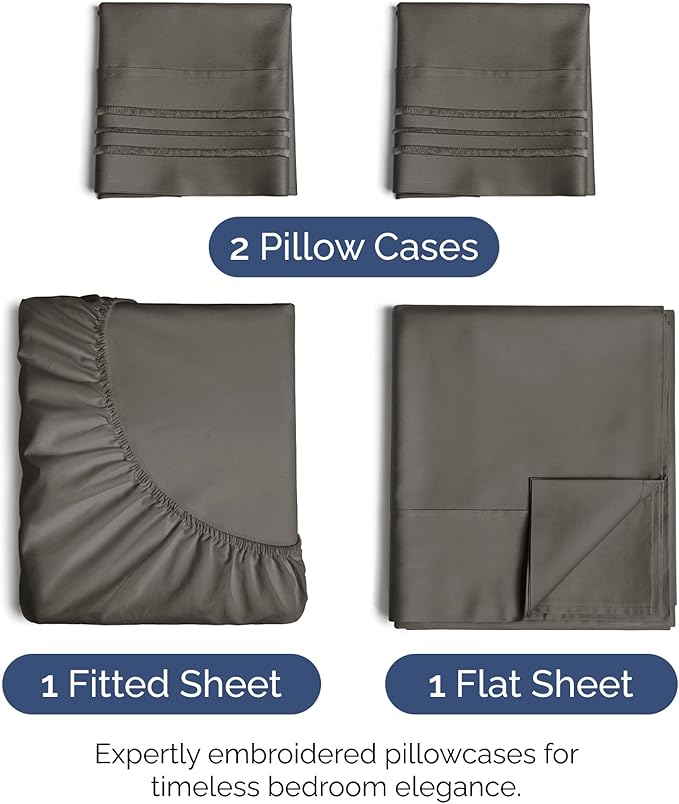 Cal King Size 4-Piece Sheet Set - Extra Soft, Breathable & Cooling - Hotel Luxury Durable Bed Sheets for Women & Men - Deep Pockets, Easy-Fit & Wrinkle-Free - Cool Brown Oeko-Tex