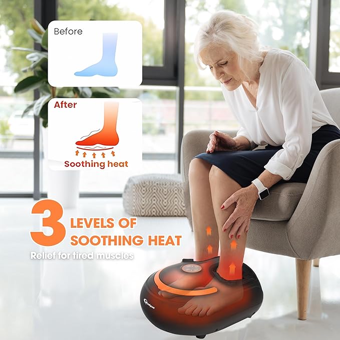Foot Massager with Heat Shiatsu Foot Massager with Remote Deep Kneading Relief for Tired Electric Feet Massage Machine for Home and Office Gifts for Mom Dad Black