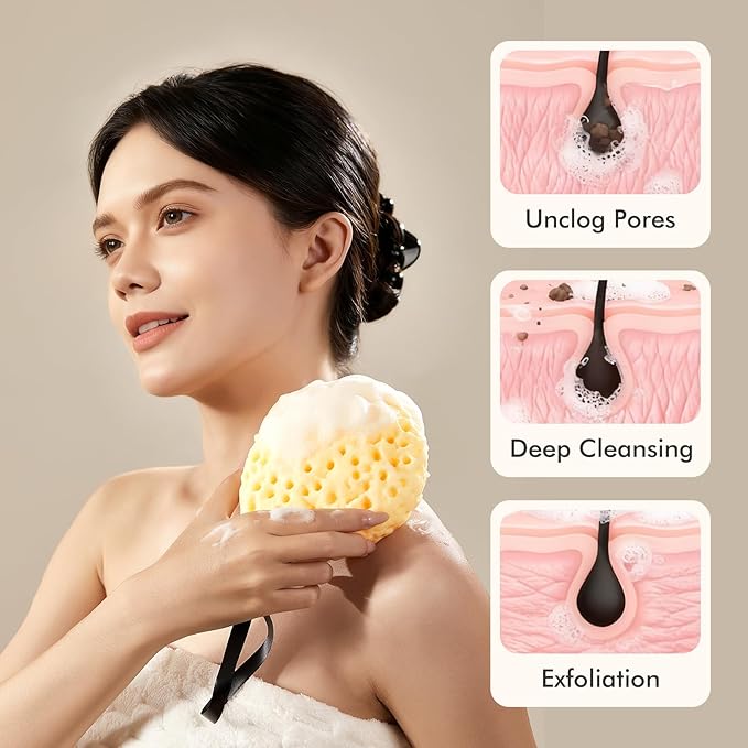 CHOSIN Shower Sponge for Body: 3D Honeycomb Exfoliating Bath Sponge for Sensitive Skin - Face & Body Scrubber for Travel Daily Use(1 Pack)