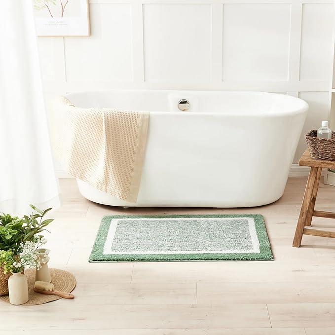 CozeCube Bath mats for Bathroom Non Slip, Fluffy Absorbent Microfiber Bath mat Washable, Aesthetic Bathroom Rugs, Large Sage Green Bath mat, Sage Green, 36" x 24"