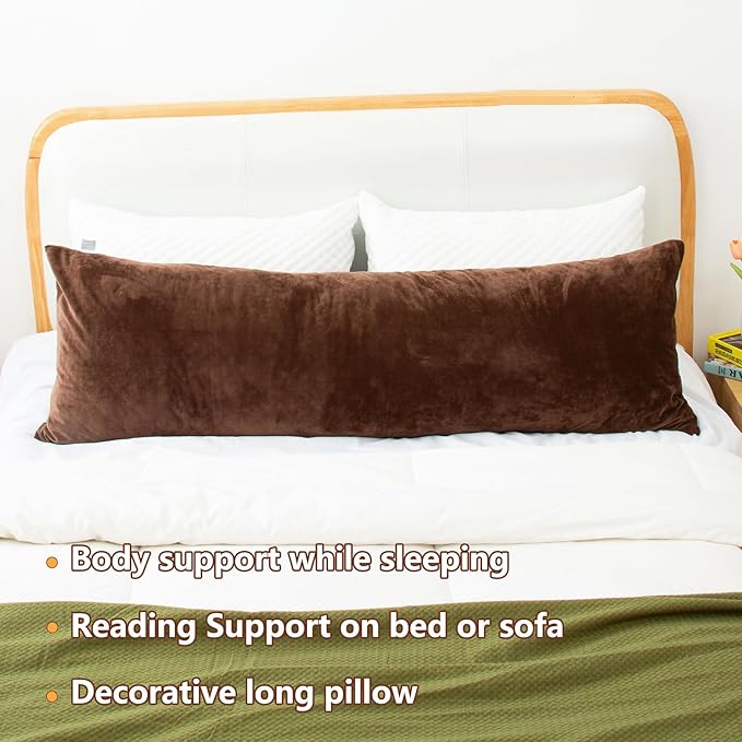 Body Pillow, Memory Foam Body Pillows for Adults Sleeping, Long Pillow for Bed, Big Large Firm Full Body Pillow for Side Sleeper, 20x54 Inch, Coffee