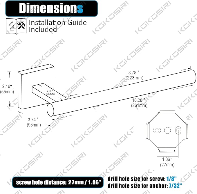KOKOSIRI Bathroom Towel Bar Hand Towel Holders Wall Mount Toilet Kitchen Cabinet Paper Holder Stainless Steel Bath Hardware Champagne Bronze, B3008CPG