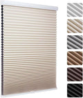 MYshade 1.5-Inch Cellular Cordless Blackout Shades,Thermal Insulating Noise Reducing Waterproof Blinds,Honeycomb Window Treatments for Indoor Light Control (Beige-50 W x 72" H)