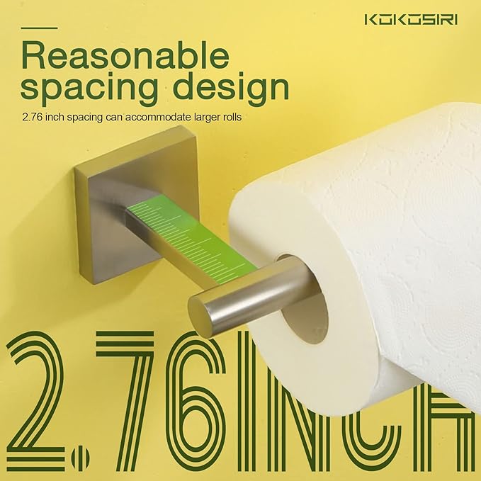 KOKOSIRI Toilet Paper Holder Tissue Paper Dispenser for Bathroom Toilet Roll Holder Brushed Nickel Stainless Steel, 2 Pack, B2005BR-2P