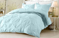 Cotton Duvet Cover Queen 800 Thread Count 100% Egyptian Cotton Long Staple Quilt 1 Duvet Cover 2 Pillow Shams Pinch Pleated Silky Soft, Breathable Cover Set 3 Piece Set for Comforter(Aqua Blue)