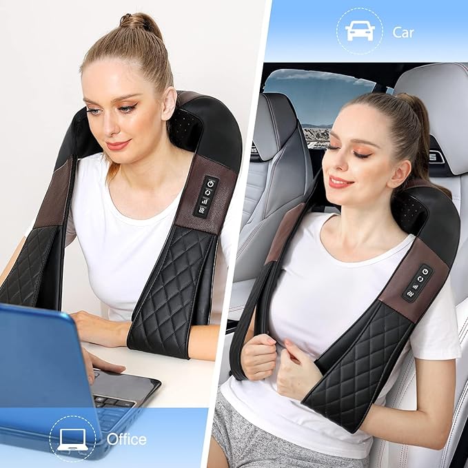 Shiatsu Neck and Back Massager with Heat, Electric Deep Tissue 4D Kneading Massage Pillow for Shoulder, Leg, Body Muscle Pain Relief - Best Gifts for Women Men Mom Dad