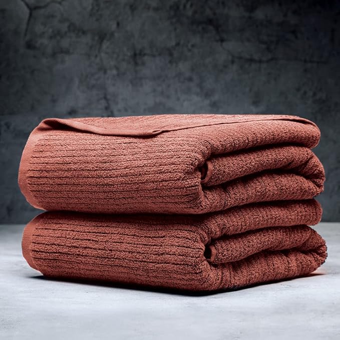 LUXOME Luxury Performance 2-Piece Bath Sheet Set | Oversized for 50% More Coverage | Highly Absorbent | 36" W x 70" L | Clay