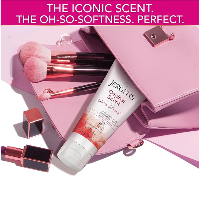 Jergens Original Scent Dry Skin Body Lotion, Hand and Body Moisturizer, Cherry Almond Essence, Dermatologist Tested, 2 Oz, Pack of 20