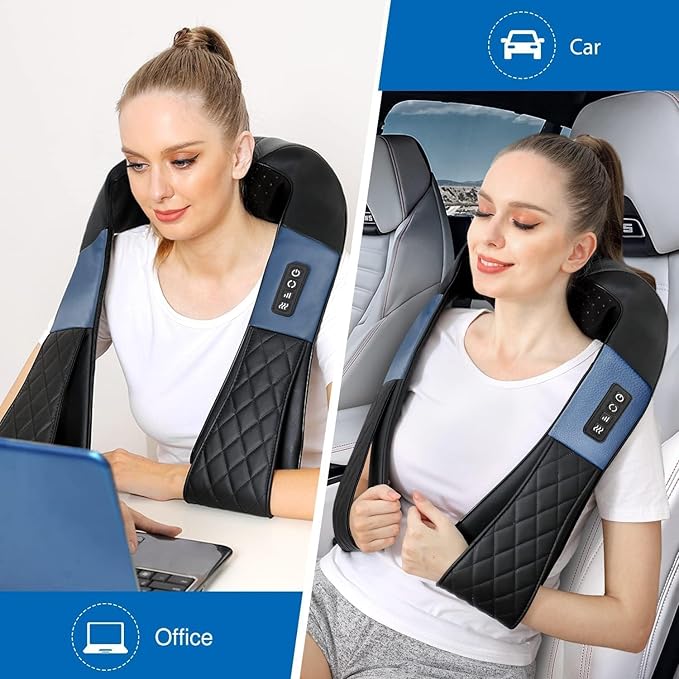 Shiatsu Neck and Back Massager with Heat, Electric Deep Tissue 4D Kneading Massage Pillow for Shoulder, Leg, Body Muscle Pain Relief, Home, Office, and Car Use - Best Gifts for Women Men Mom Dad