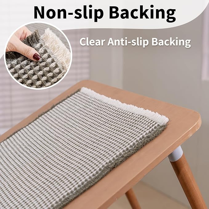 Waffle Runner Bath Mat - Long Boho Bathroom Rugs Non Slip Washable, Super Absorbent & Quick Dry, Soft Bath Mat Farmhouse Bathroom Decor, 24'' x 72'', Olive Green and White