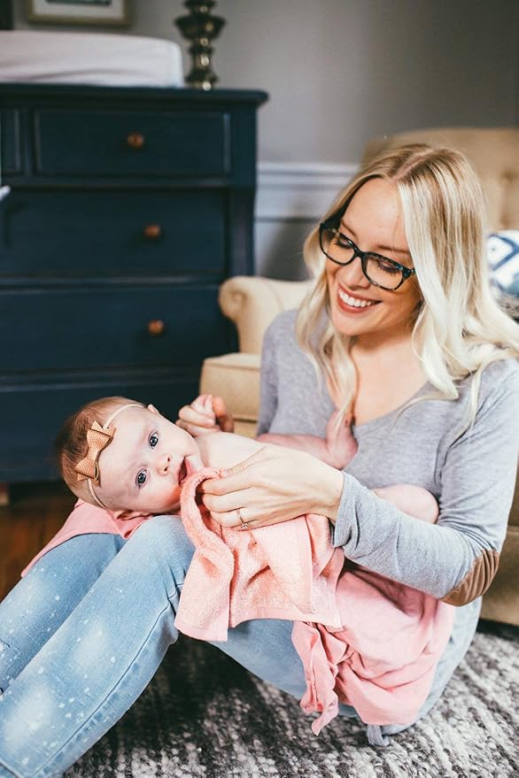 Copper Pearl 6 Ultra Soft Baby Bath Washcloths Premium Large Soft Darling (Pink/White) 11" x 11" Towels