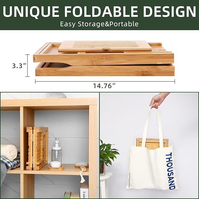 Bathtub Tray Ohuhu Premium Bamboo Bathtub Caddy Tray Expandable Foldable Bath Tray with Anti-Slip Grips Soap Wine Phone Holder Mothers Day