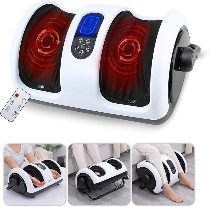 Foot Massager with Heat,Shiatsu Foot Massager for Plantar Fasciitis,Pain Relief and Heat Therapy-Massage Leg/Calf/Ankle with Deep Kneading,Gift for Family and Friends(White)