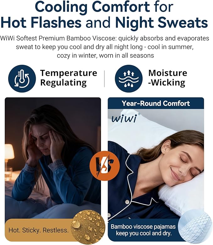 WiWi Women's Robe Long Sleeve Bathrobe with Pockets Soft Kimono Spa Lightweight Robes Bamboo Viscose Loungewear S-XXL