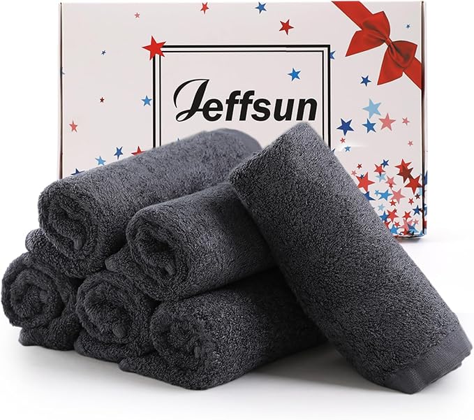 Face Towels 6 Pack, 13x13 inch Extra Large Grey Wash Cloths on Sensitive Skin, Super Soft and Gentle Bath Washcloths for Face and Body, Easy to Rinse Fast Dry Makeup Remover Eraser Face Cloths
