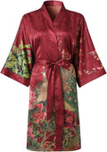 Ledamon Women's Kimono Short Robe - Classic Floral Bathrobe Nightgown