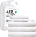 LANE LINEN Split King Sheets Set – 450 Thread Count 100% Cotton Bed Sheets, Soft Sateen Weave, Cooling & Breathable, 15” Deep Pocket Fully Elasticized Fitted Sheet, Luxury Hotel Bedding, White