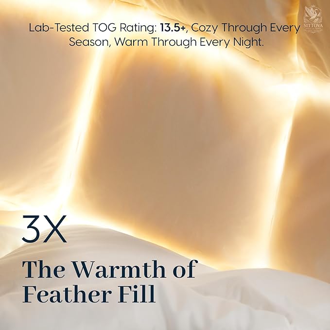 Goose Down Fiber Comforter Queen Size – All-Season Hotel Quality Duvet Insert, High Fill Power, Ultra Soft 100% Cotton, Box-Stitched, Breathable, Luxurious White Bedding, 90"x 90"
