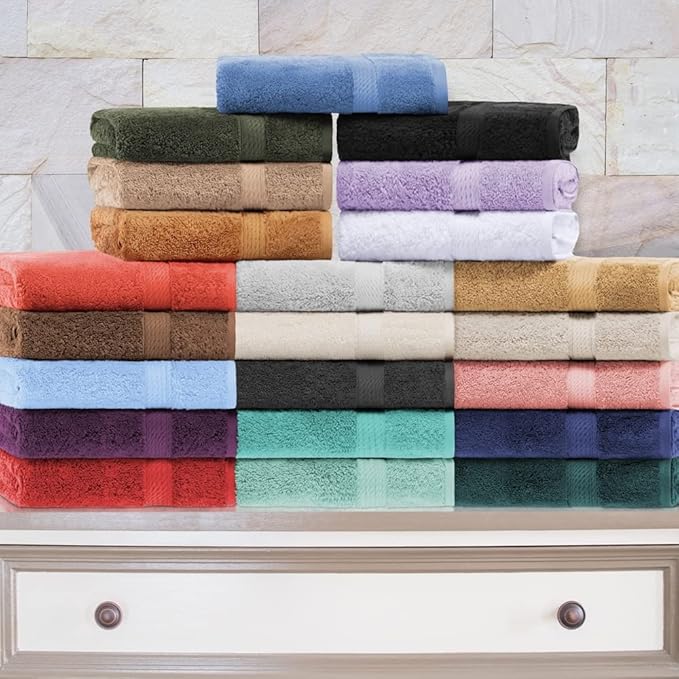 Superior Egyptian Cotton Pile Face Towel/Washcloth Set of 6, Ultra Soft Luxury Towels, Thick Plush Essentials, Absorbent Heavyweight, Guest Bath, Hotel, Spa, Home Bathroom, Shower Basics, Stone