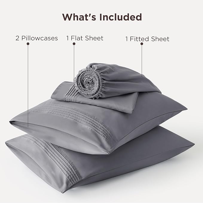 Bedsure Deep Pocket King Sheet Set - Fits Mattresses Up to 21 Inches Thick - 4 Piece GentleSoft Bed Sheets, Moisture Wicking, Soft & Cooling Bedsheet & Pillowcases, Easy & Secure Fit, Grey