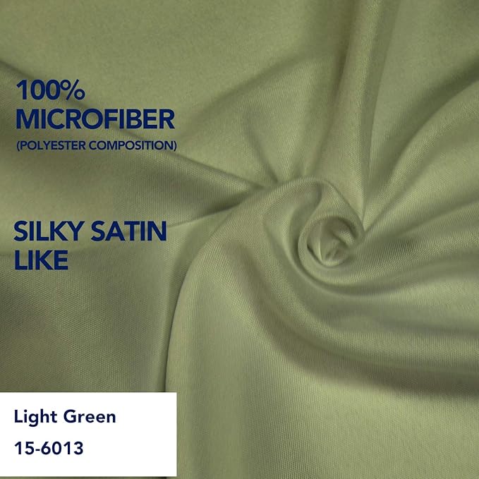 PureFit Wrap Around Ruffled Bed Skirt with Adjustable Elastic Belt - 22 Inch Drop Easy to Put On, Wrinkle Free Bedskirt Dust Ruffles, Bed Frame Cover for Queen, King and C-King Size Beds, Light Green