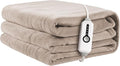 Electric Heated Blanket 72"x84" Full Size, Soft Coral Fleece with 4 Heating Levels and 10 Hours Auto-Off, Machine Washable, Cozy Plush Fabric for Home, Light Brown