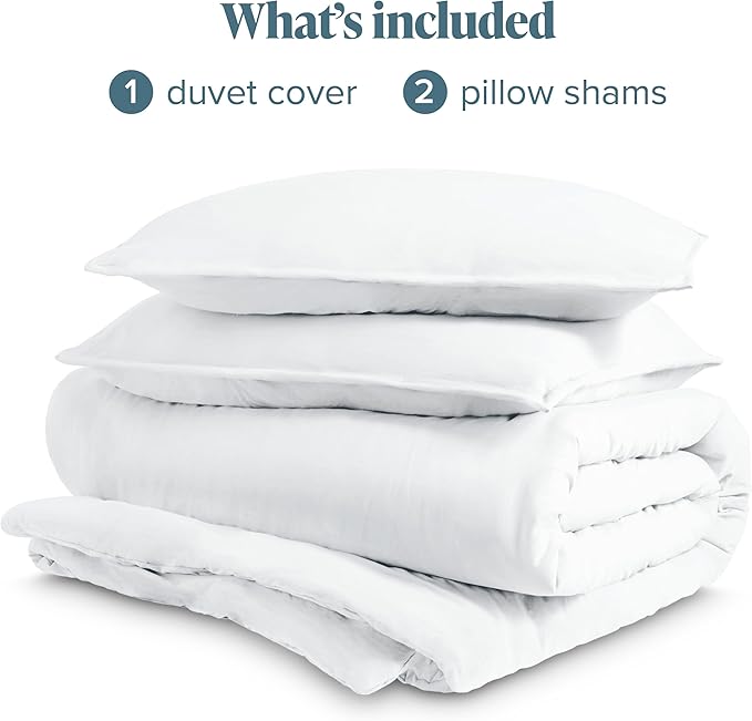 Bare Home Microfiber Duvet Cover Set - Ultra Soft Washed Microfiber - King/California King - Linen-Like Look - Easy Care - Breathable Fabric - Our Softest Duvet Cover Set (King/Cal King, White)