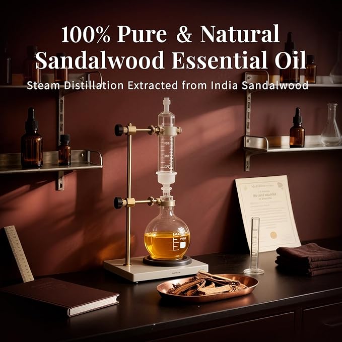SU JUABA Sandalwood Oil 4 Fl Oz, 100% Natural Aromatherapy Oil for Diffuser,Skincare, Hair Care, DIY Fragrance, and Relaxation - 118ML