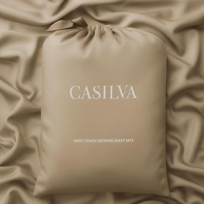 CASILVA Eucalyptus Sheets - Infused with Silver for Anti-Odor, Softer Than Silk Fibers, More Cooling Than Cotton - Perfect for Hot Sleepers & Sensitive Skin - 100% Tencel Lyocell - Queen Sheet Set