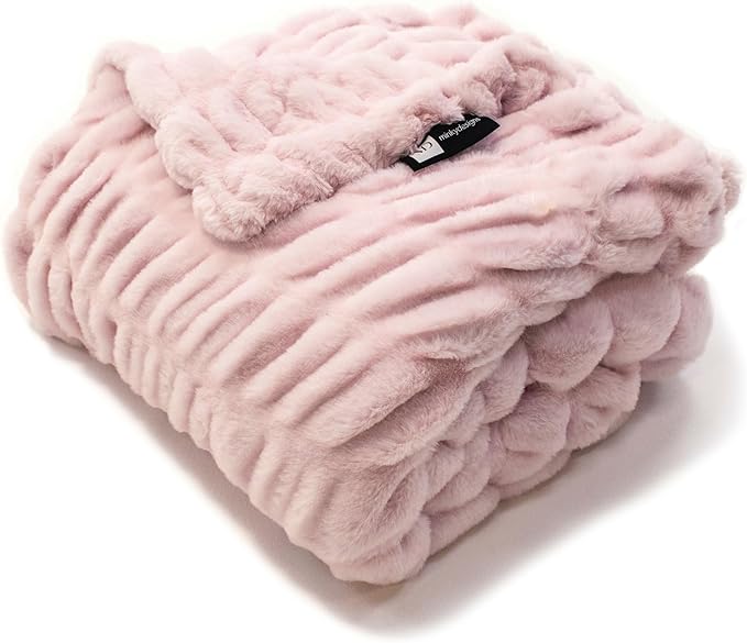 Minky Designs Blossom Pink Minky Blanket – Ultra Soft Faux Fur Throw Blanket for Couch, Bed & Home – Fluffy, Warm & Luxurious – Chic Collection (X-Large, 60x84)