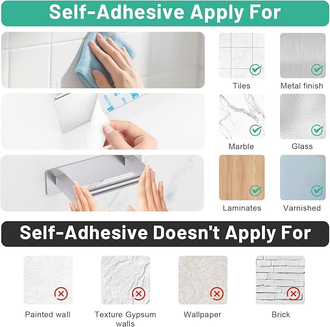 Brushed Nickel Self Adhesive Toilet Paper Holder, Stainless Steel Bathroom Toilet Paper Holder Stick On Wall Mount, Commercial Toilet Paper Dispenser Peel Stick Toilet Paper Holder Adhesive